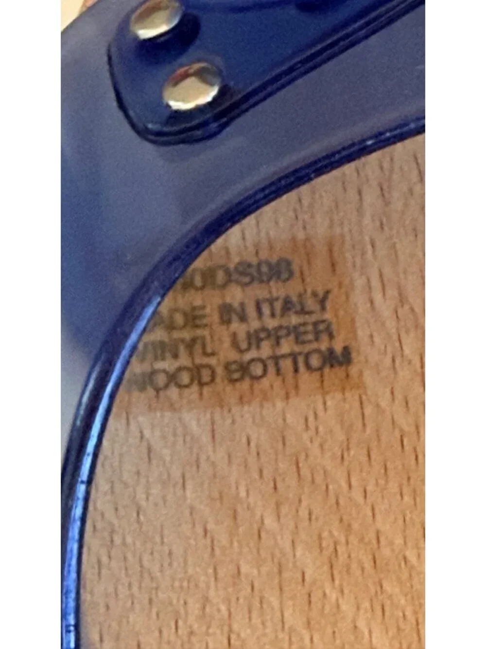 Dr Scholls Women Size 8 M Wood Exercise Clog Sandal Blue Vinyl Slide Shoe New
